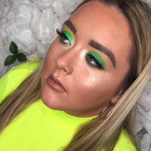 green neon festival makeup look