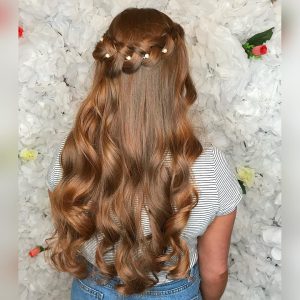 prom hair style with pearls