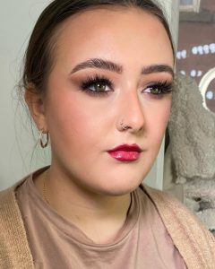 makeup with red lipstick